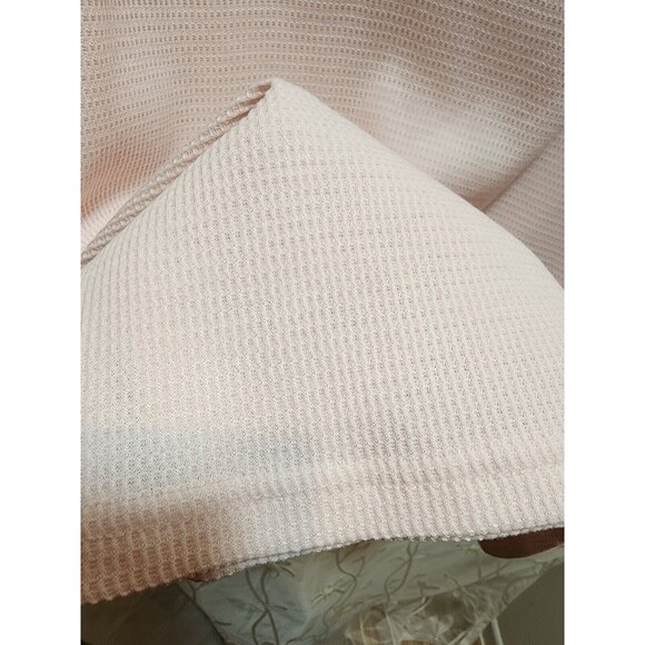 WOMEN LARGE PINK THERMAL KNIT PJ TOP LACE TRIM STRETCHY PREPPY CUTE CAPSULE WARM - Picture 4 of 12